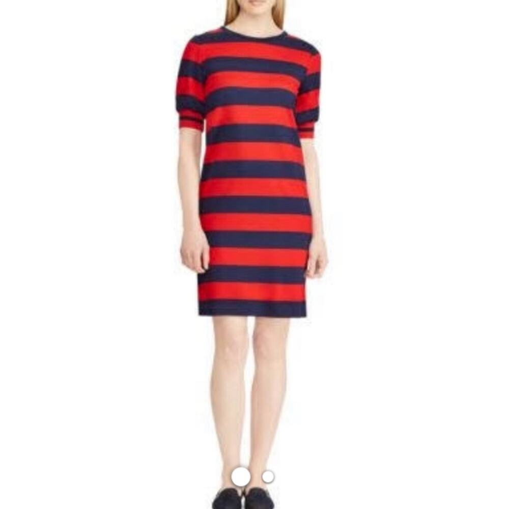 Lauren Ralph Lauren Red & Navy Stripe Shirt Dress, M Like New